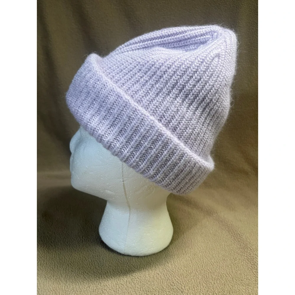 The North Face Kids Beanie Hat Lavender Purple Ribbed Knit Cuffed Logo‎ One Size